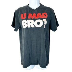 U MAD BRO Graphic T-shirt Vintage Y2k 2000s Short sleeve Black Size Medium